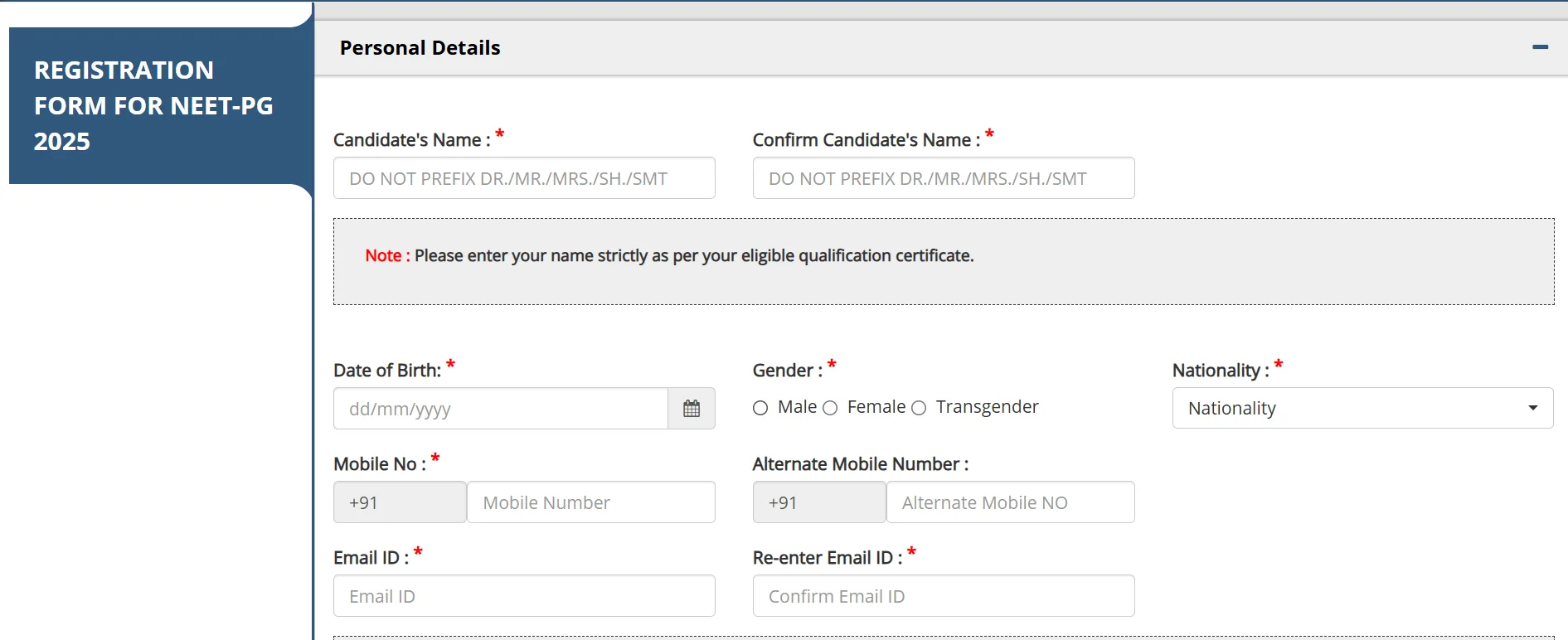 NEET PG Application Form 2025